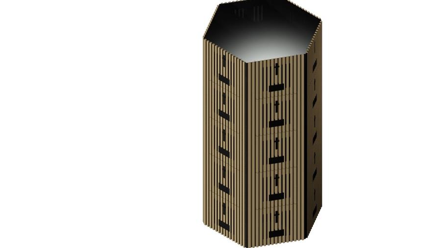 Columbarium minimaliste en mdf noir et pin